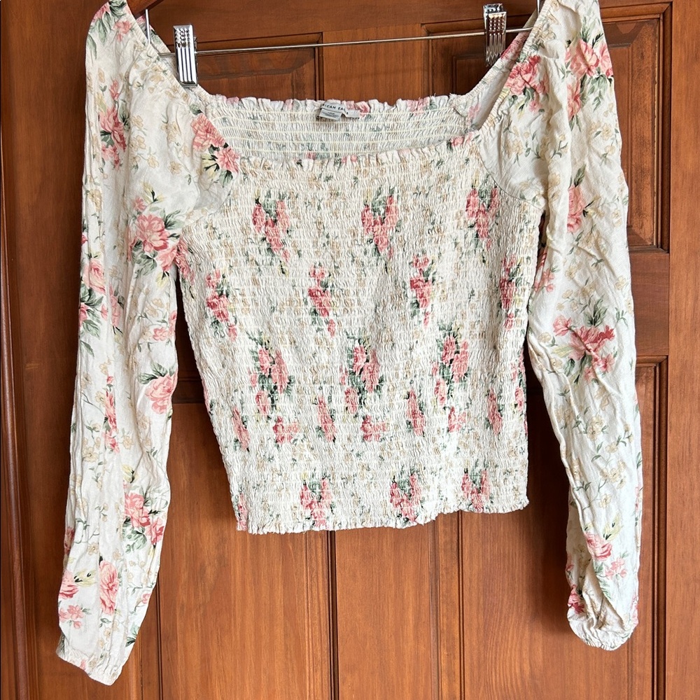 American Eagle Outfitters Floral Smocked Blouse
